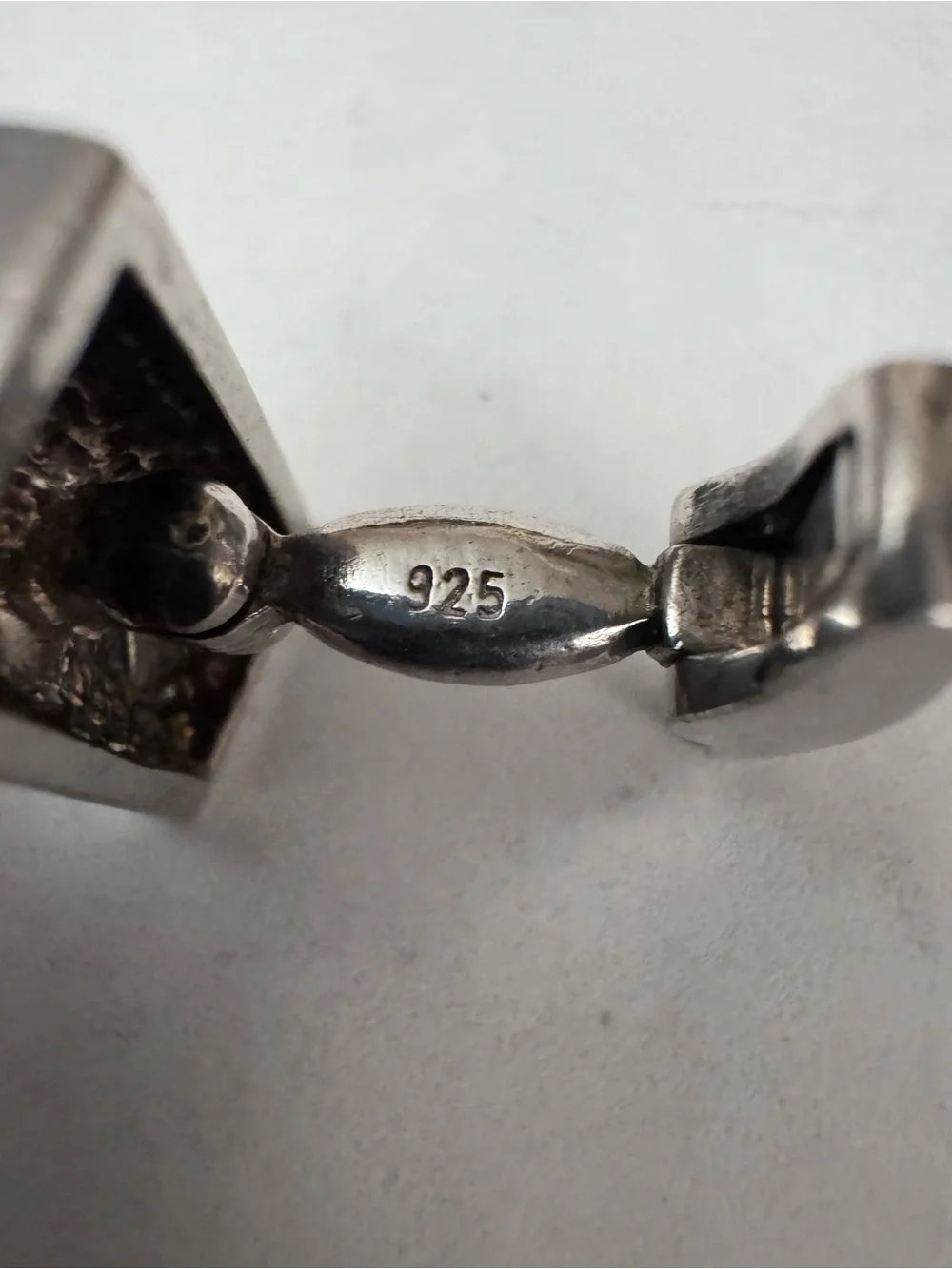 Vintage 925 Sterling Silver Greek Key Meander Cufflinks – Black Enamel